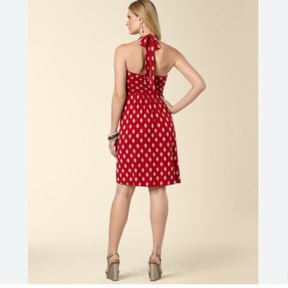 Red Polka Dot Halter Dress - Picture 2 of 13
